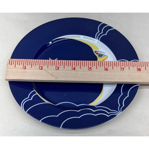 3 Fitz and Floyd Blue Stardust Moon Stars Salad Plates - Picture 5 of 6
